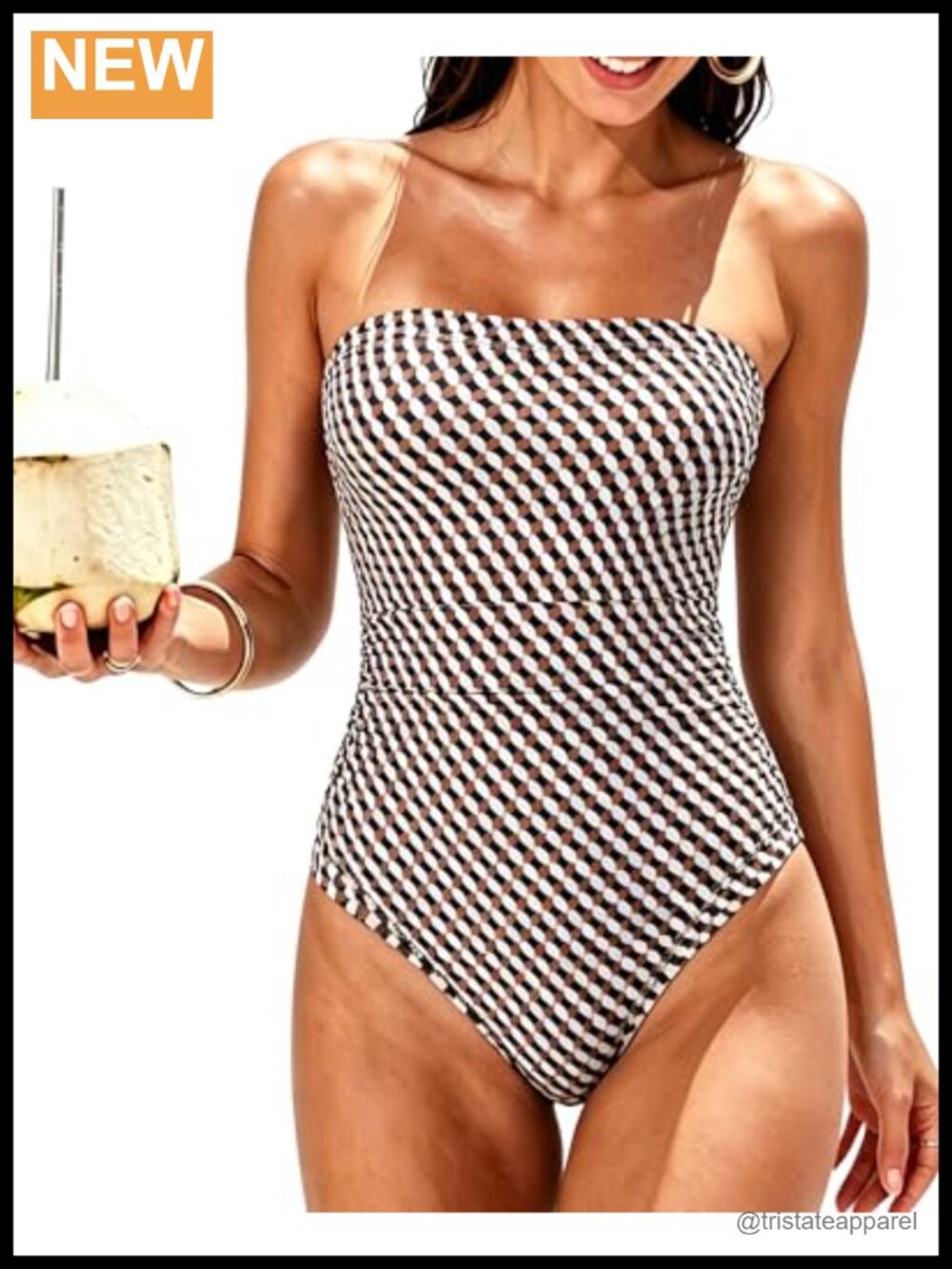 Women One Piece Swimsuit Tummy Control Strapless Bandeau Bathing Suit Slim Fit